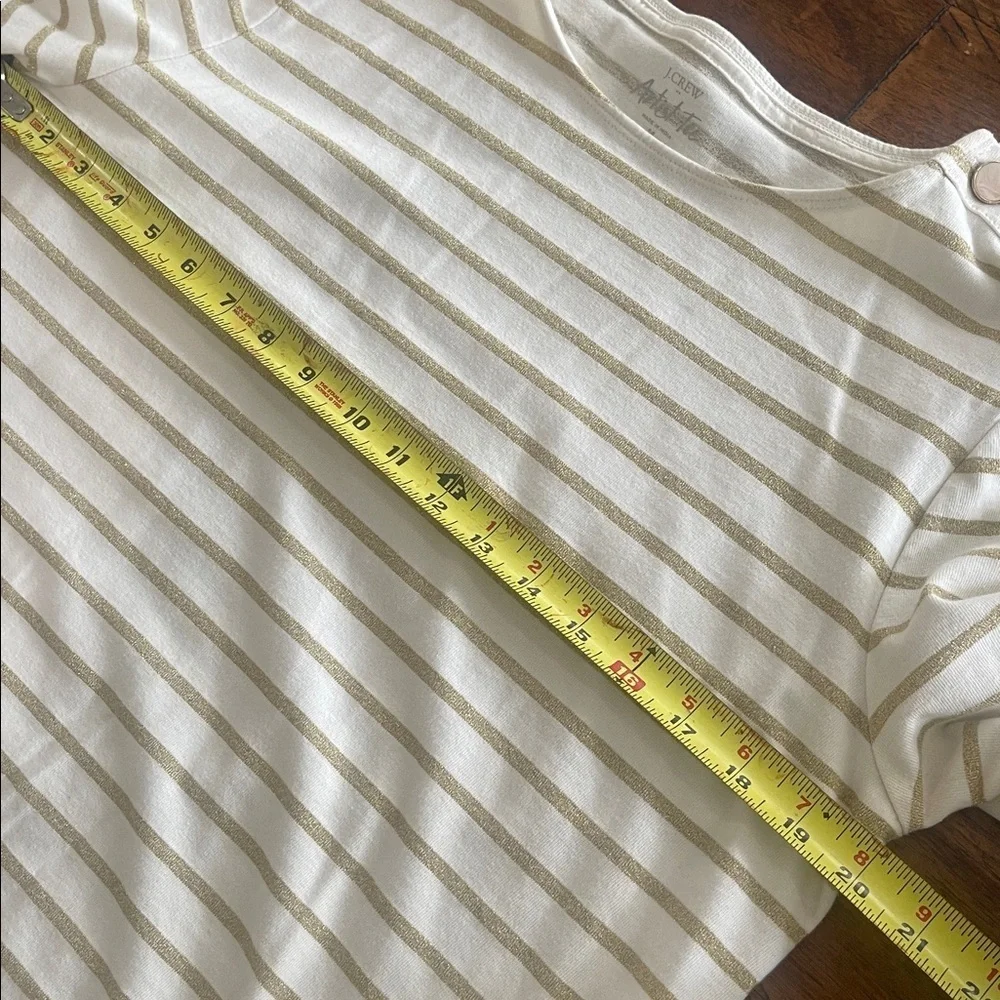 J. Crew Striped long sleeve pullover ivory gold shimmer tee top size M